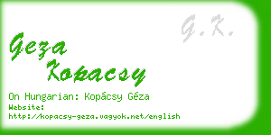 geza kopacsy business card